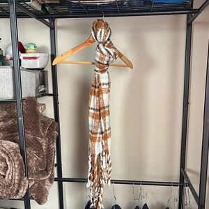 Plaid Brown and White Scarf